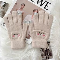 Găng tay mùa đông cho nữ hình mặt gấu cười dễ thương, giữ ẫm tay mang lại sự thoải mái, dễ chịu 6