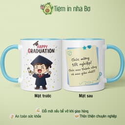 Ly sứ cốc sứ in hình Cartoon dễ thương quà tặng tốt nghiệp cho BẠN TRAI kèm lời chúc tốt nghiệp THÀNH CÔNG VÀ MÀU GIÀU 1