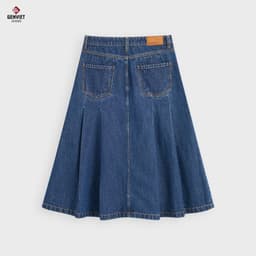 [ẨN] Chân váy xòe chữ A dài qua gối GENVIET JEANS vải denim cạp cao năng động che bụng tôn dáng 9097 7