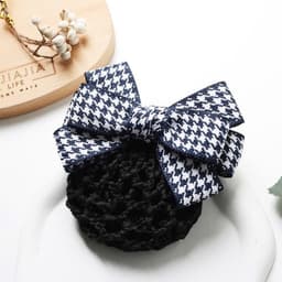 Kẹp búi tóc nơ Dubochic 10cm caro đơn giản búi tóc cao cấp nữ 1
