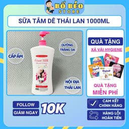 Sữa tắm Dê Goat Milk Thái Lan 1000ml, cấp ẩm và dưỡng trắng da tặng kèm bông tắm 1