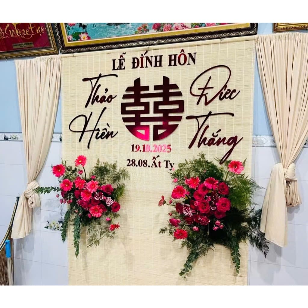 TA 123 - BỘ CHỮ ALU SƠN MÀU DÁN MÀNH TRE, DÁN TƯỜNG/ TRANG TRÍ GIA TIÊN/ TRANG TRÍ TIÊC CƯỚI - HỎI - ĐÍNH HÔN