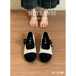 [CHÂN GẦY LÙI 1 SIZE] Giày Búp Bê MEYBANNI Đế Bệt Mũi Tròn Phối Chấm Bi Quai Ngang Dễ Thương - C665 3