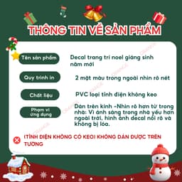 Decal noel 2026 trang trí giáng sinh hút tĩnh điện 2 mặt màu dán kính, dễ dán gỡ, không cần keo mã ON8 5