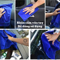 Combo 5 khăn lau xe KT 35x75c, 30x50cm, 30x30cm: lau ô tô, xe hơi, xe máy. Mềm mại, thấm hút, không ra lông 6