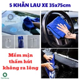 Combo 5 khăn lau xe KT 35x75c, 30x50cm, 30x30cm: lau ô tô, xe hơi, xe máy. Mềm mại, thấm hút, không ra lông 1