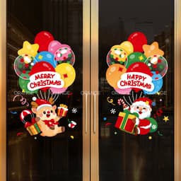 Decal noel 2026 trang trí giáng sinh hút tĩnh điện 2 mặt màu dán kính, dễ dán gỡ, không cần keo mã ON8 6