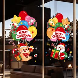 Decal noel 2026 trang trí giáng sinh hút tĩnh điện 2 mặt màu dán kính, dễ dán gỡ, không cần keo mã ON8 7