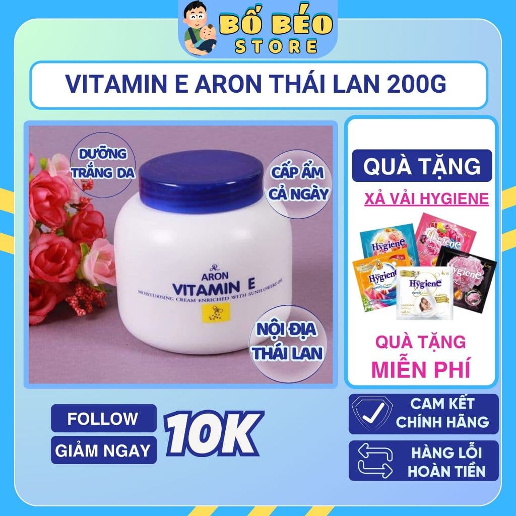 Kem dưỡng ẩm Vitamin E Aron Thái Lan giảm nứt nẻ hay đau rát trong mùa hanh khô 200g