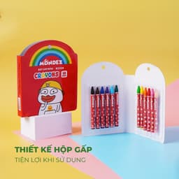 Bút Sáp Màu Cho Bé Tập Tô MONDEZ 12-48 Màu Tươi Sáng, Bám Giấy Tốt, Ít Vụn An Toàn Cho Bé Tập Tô 7