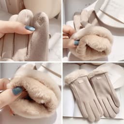 Găng tay nữ mùa đông giữ ấm 2 lớp nhiều màu, lông vũ sang trọng quý phái 2