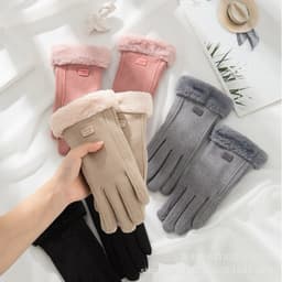 Găng tay nữ mùa đông giữ ấm 2 lớp nhiều màu, lông vũ sang trọng quý phái 1