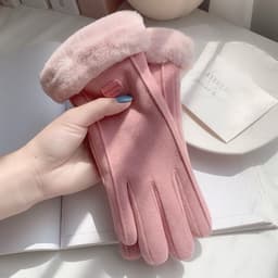 Găng tay nữ mùa đông giữ ấm 2 lớp nhiều màu, lông vũ sang trọng quý phái 4