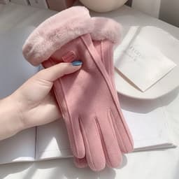 Găng tay nữ mùa đông giữ ấm 2 lớp nhiều màu, lông vũ sang trọng quý phái 5