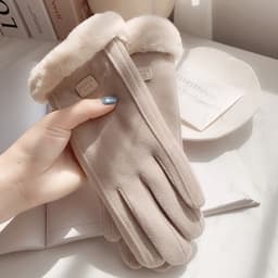 Găng tay nữ mùa đông giữ ấm 2 lớp nhiều màu, lông vũ sang trọng quý phái 6