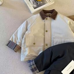 Áo Khoác Dã Chiến Nhung Tăm Cho Bé - Jacket Thu Đông Lót Bông/Nỉ Chống Gió, Ấm Áp Từ Quảng Châu 3