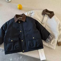 Áo Khoác Dã Chiến Nhung Tăm Cho Bé - Jacket Thu Đông Lót Bông/Nỉ Chống Gió, Ấm Áp Từ Quảng Châu 6