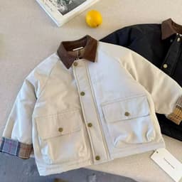Áo Khoác Dã Chiến Nhung Tăm Cho Bé - Jacket Thu Đông Lót Bông/Nỉ Chống Gió, Ấm Áp Từ Quảng Châu 4