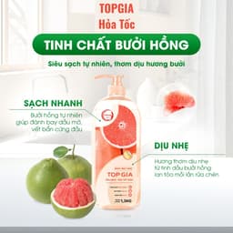 Nước rửa chén TopGia hương chanh, gừng, bưởi chiết xuất tự nhiên, làm sạch dầu mỡ và bảo vệ da tay hiệu quả. 7