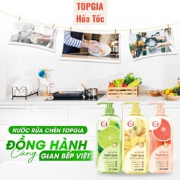Nước rửa chén TopGia hương chanh, gừng, bưởi chiết xuất tự nhiên, làm sạch dầu mỡ và bảo vệ da tay hiệu quả. 9