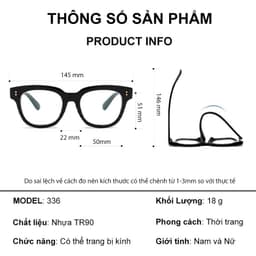 Gọng kính cận thời trang nam nữ ANDU dáng vuông chữ V bản to chất liệu nhựa TR cao cấp - 356 9