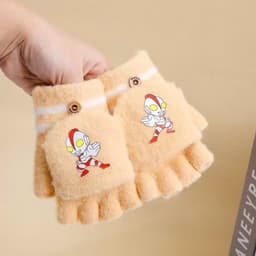 Găng Tay Cho Bé Mùa Đông 3-8Tuổi, Găng tay Ultraman trẻ em len dệt kim ấm áp mùa thu đông 5