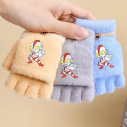 Găng Tay Cho Bé Mùa Đông 3-8Tuổi, Găng tay Ultraman trẻ em len dệt kim ấm áp mùa thu đông 6