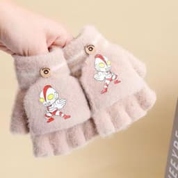 Găng Tay Cho Bé Mùa Đông 3-8Tuổi, Găng tay Ultraman trẻ em len dệt kim ấm áp mùa thu đông 3