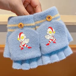 Găng Tay Cho Bé Mùa Đông 3-8Tuổi, Găng tay Ultraman trẻ em len dệt kim ấm áp mùa thu đông 9