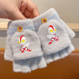Găng Tay Cho Bé Mùa Đông 3-8Tuổi, Găng tay Ultraman trẻ em len dệt kim ấm áp mùa thu đông 7