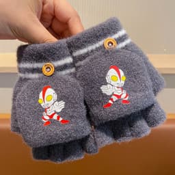 Găng Tay Cho Bé Mùa Đông 3-8Tuổi, Găng tay Ultraman trẻ em len dệt kim ấm áp mùa thu đông 8