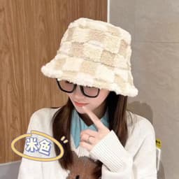 Mũ Lông Bucket Họa Tiết CARO_Phong Cách Hàn Quốc 4