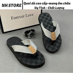 dép nam tông kẹp quai dù nền ô vuông đen ( mũi bò) 4
