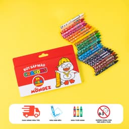 Bút Sáp Màu Cho Bé Tập Tô MONDEZ 12-48 Màu Tươi Sáng, Bám Giấy Tốt, Ít Vụn An Toàn Cho Bé Tập Tô 8