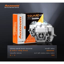 Bi Led Ô Tô Aozoom Square V3, công suất lớn siêu sáng, Chip LED 9+3, bảo hành 3 năm Chính Hãng 7