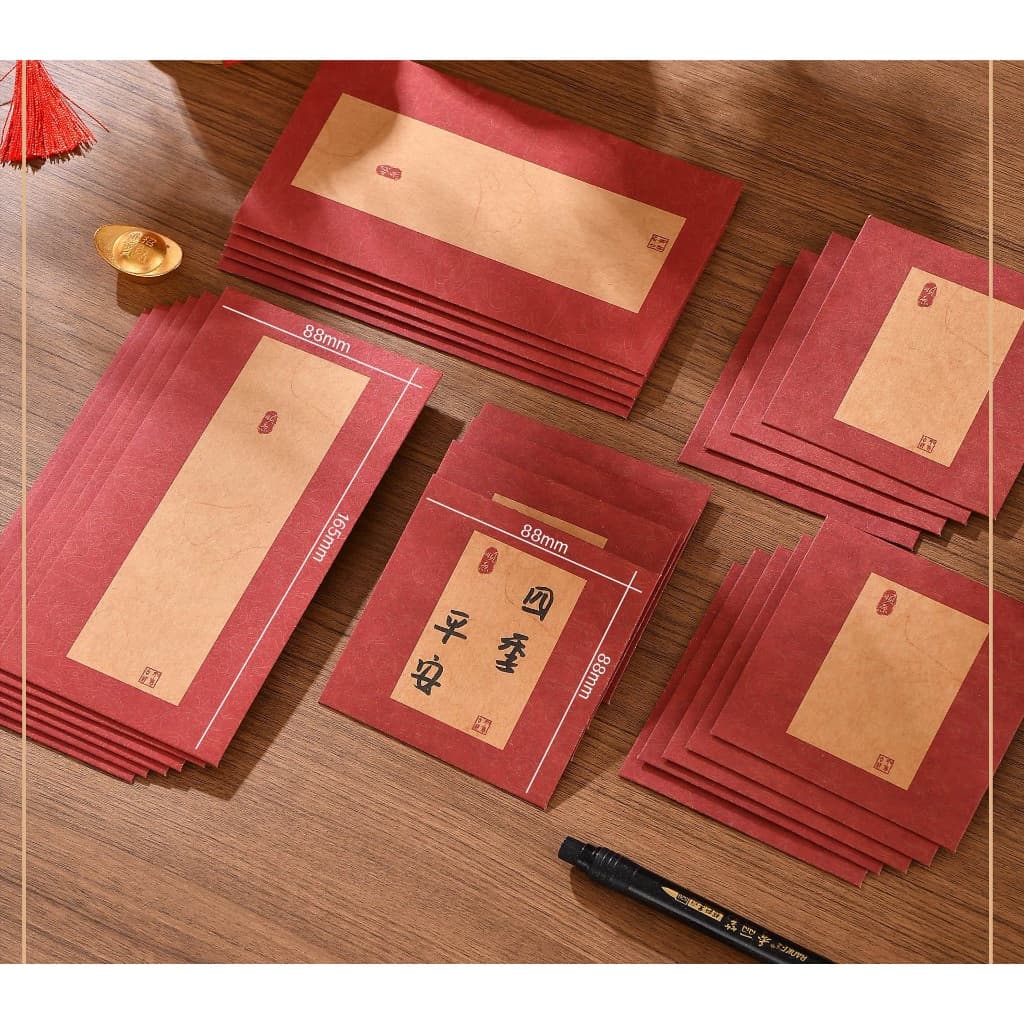 Set 5 Bao lì xì, Phôi bao lì xì dùng để viết thư pháp, giấy dày dặn
