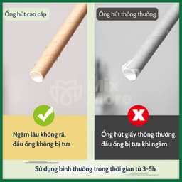 1000 ống hút giấy loại 1, giấy kraft cao cấp, 3 lớp dày, 3 size, dùng tại quán, take away Mixmore 2