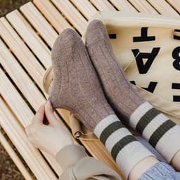 🌸FREESHIP🌸Set 10 Đôi Tất Nữ Cổ Cao Vintage Phối Kẻ Tông Nâu Phong Cách Hàn Quốc 2