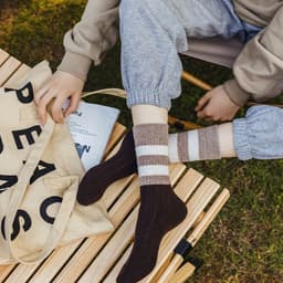 🌸FREESHIP🌸Set 10 Đôi Tất Nữ Cổ Cao Vintage Phối Kẻ Tông Nâu Phong Cách Hàn Quốc 9