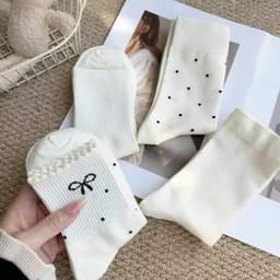 🌸FREESHIP🌸Sét 10 ĐÔI TẤT NƠ CỔ CAO hoạ tiết chấm bi, nơ đen CHO NỮ SIÊU ĐẸP 2