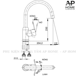 Vòi bếp nóng lạnh LUXTA L3222 chính hãng - phụ kiện phòng tắm AP HOME 3