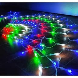 Dây đèn LED rèm lưới đuôi công 3M 420 bóng LED chớp nháy nhiều màu 8 chế độ lung linh trang trí noel tiệc cưới sân vườn 3