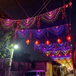 Dây đèn LED rèm lưới đuôi công 3M 420 bóng LED chớp nháy nhiều màu 8 chế độ lung linh trang trí noel tiệc cưới sân vườn 4