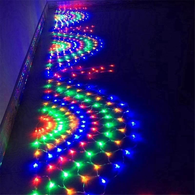 Dây đèn LED rèm lưới đuôi công 3M 420 bóng LED chớp nháy nhiều màu 8 chế độ lung linh trang trí noel tiệc cưới sân vườn