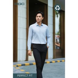 Sơ mí dài tay DGC Dáng Ôm Perfect Fit, kẻ chìm vạt lượn phong cách hiện đại - SASDBE91M 5