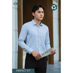 Sơ mí dài tay DGC Dáng Ôm Perfect Fit, kẻ chìm vạt lượn phong cách hiện đại - SASDBE91M 3