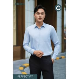 Sơ mí dài tay DGC Dáng Ôm Perfect Fit, kẻ chìm vạt lượn phong cách hiện đại - SASDBE91M 2