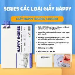 Giấy Vẽ Happy | Giấy Vẽ Màu Nước, Màu Bột, Marker, Chì, Sáp, Nhiều Định Lượng 110/200/220/250/300GSM 2