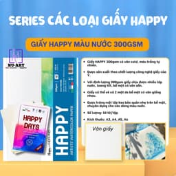 Giấy Vẽ Happy | Giấy Vẽ Màu Nước, Màu Bột, Marker, Chì, Sáp, Nhiều Định Lượng 110/200/220/250/300GSM 6