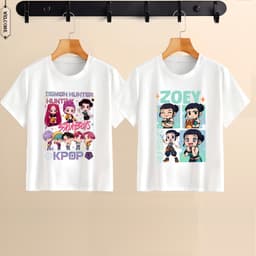 Áo Thun Anime KPop Demon Hunter Màu Trắng In Hình Mira | Zoey | Rumi Đủ Size Từ 10kg 1